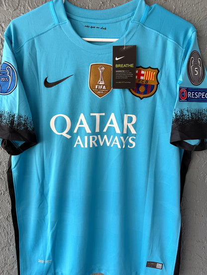 Barcelona Messi #10 2015/16 Away Blue Retro Soccer Jersey Men