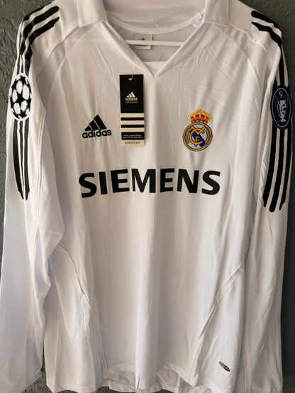 Real Madrid 2003/04 Retro Soccer Jersey – David Beckham #23 – White Long Sleeve Men