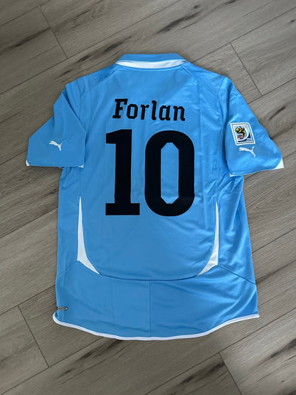 Uruguay Diego Forlan #10 2010 Home Blue Retro Soccer Jersey Men