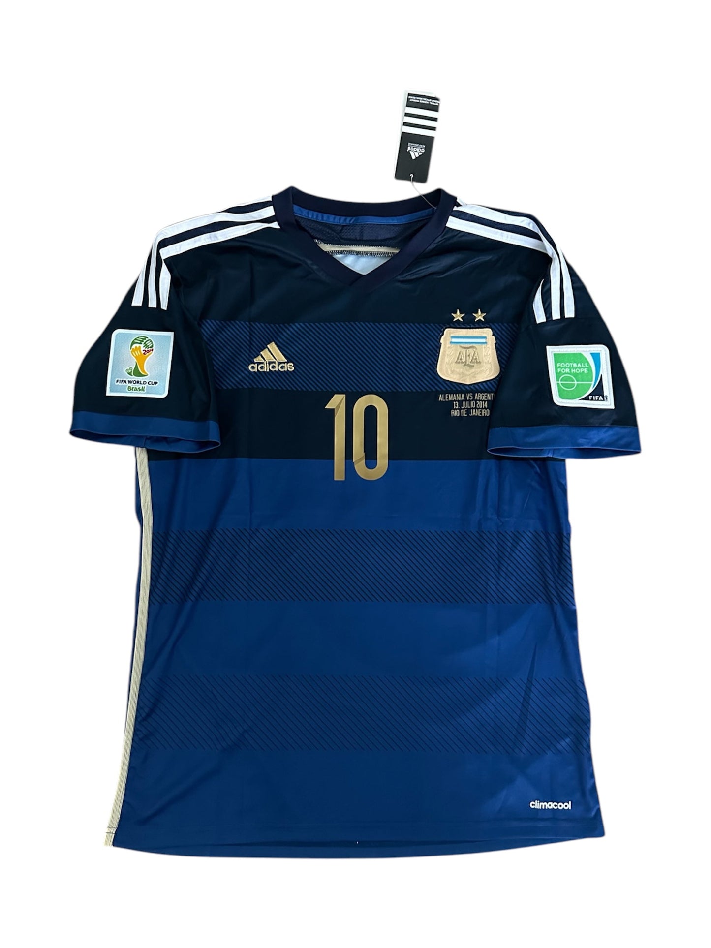Argentina Lionel Messi #10 2014 Final Home Blue White Retro Soccer Jersey Men