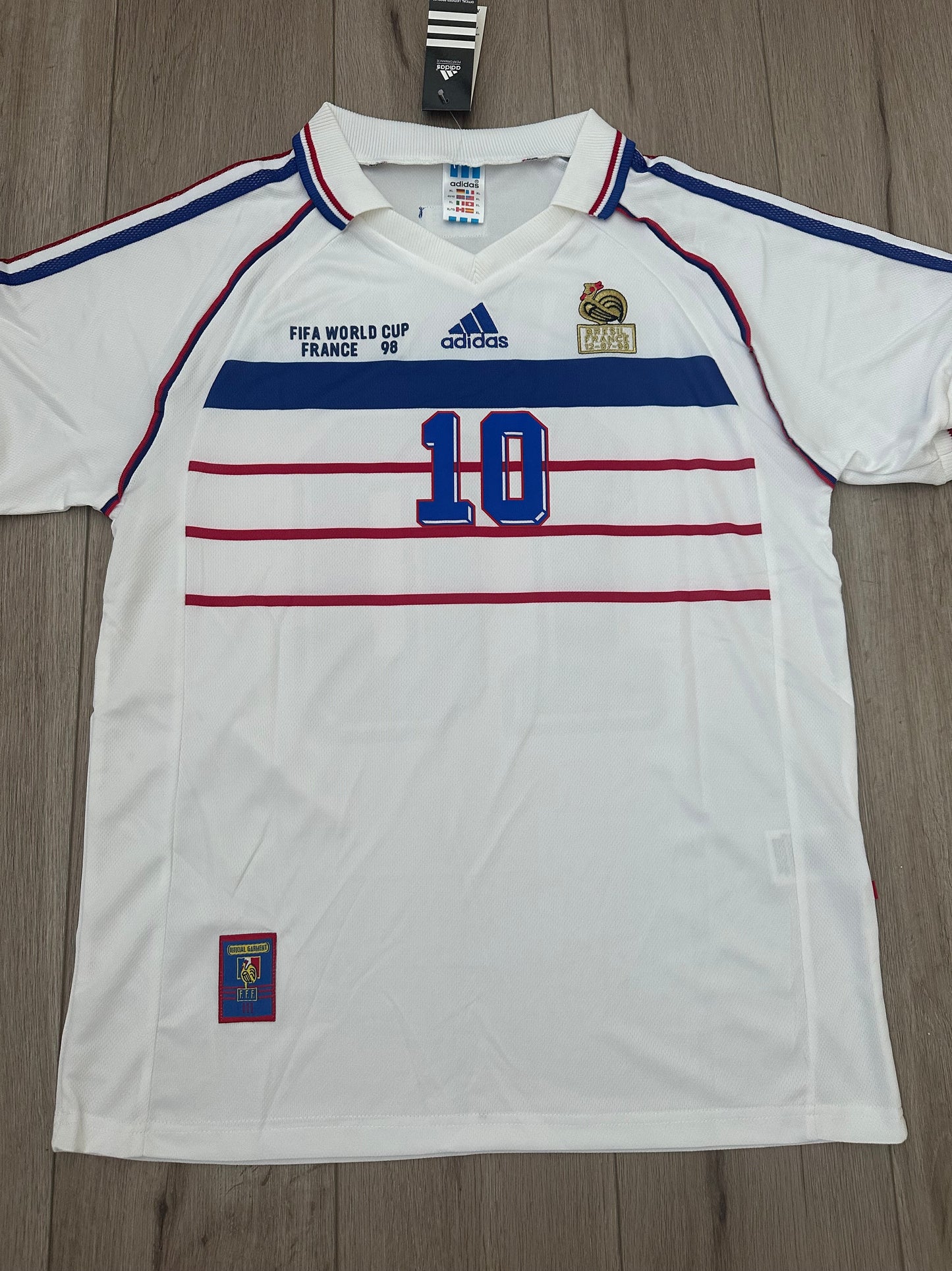 Zidane Zinedine #10 France Away White 1998 Soccer Jersey Regular Men’s size