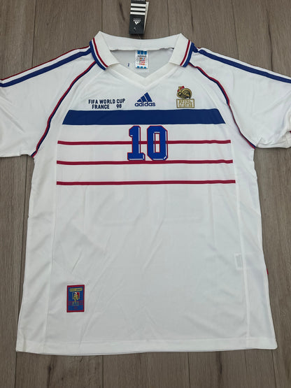 Zidane Zinedine #10 France Away White 1998 Soccer Jersey Regular Men’s size