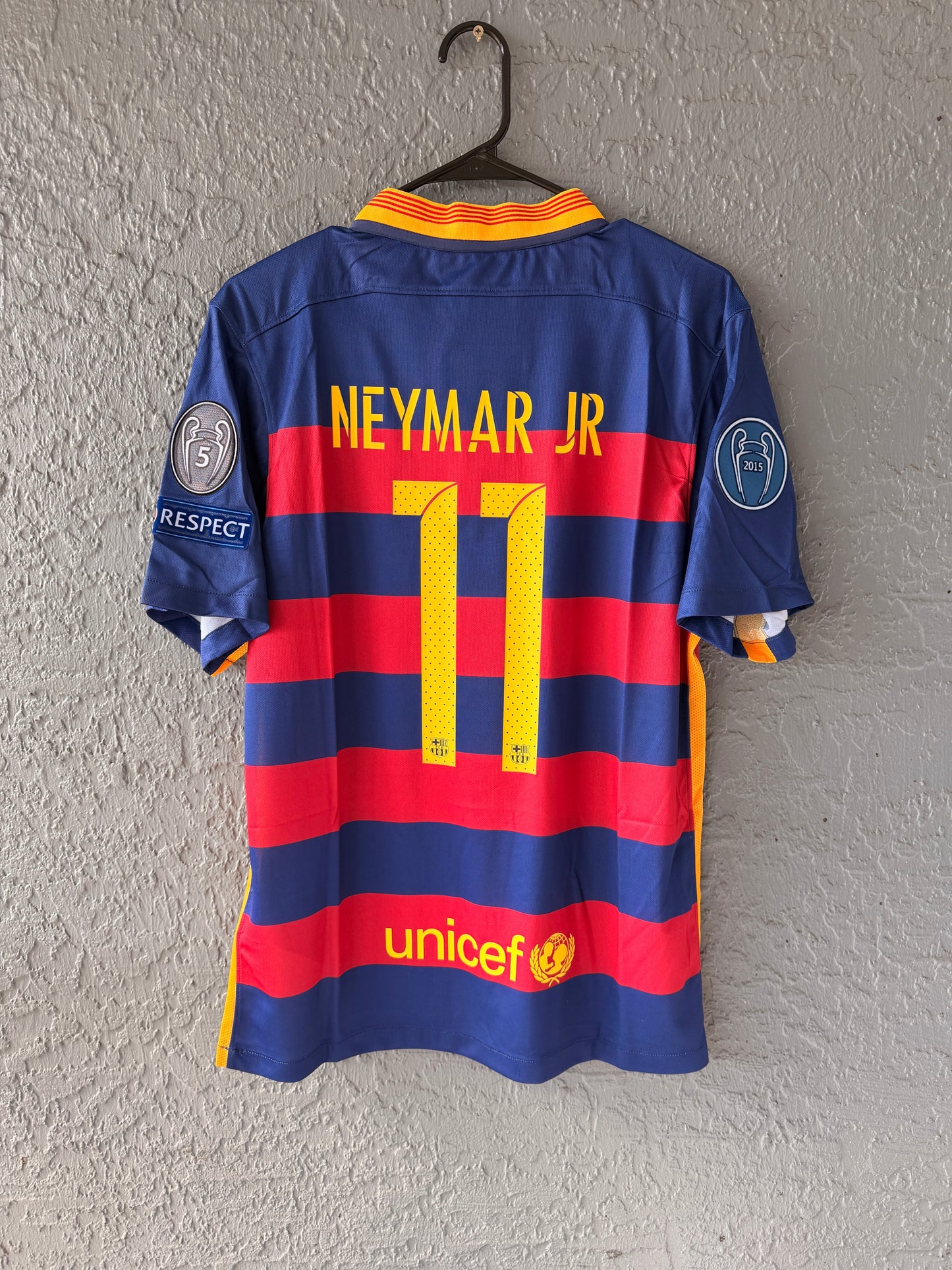 Barcelona Neymar Jr #11 2015/16 Home Blue Red Soccer Jersey Men