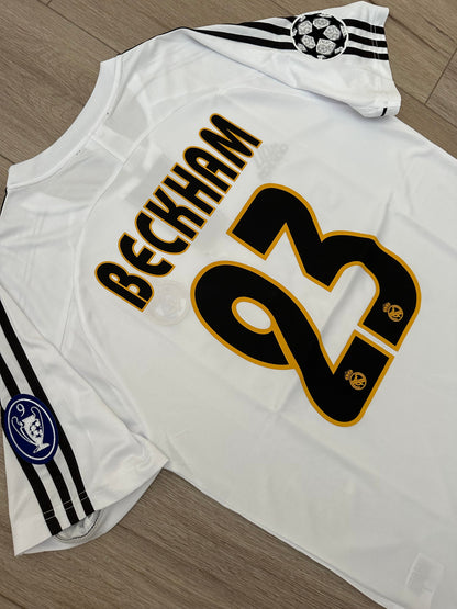 Real Madrid David Beckham #23 2003/04 Home White Retro Soccer Jersey Men Size S Deal