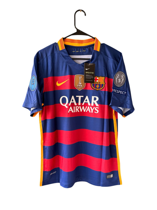 Barcelona Neymar Jr #11 2015/16 Home Blue Red Soccer Jersey Men