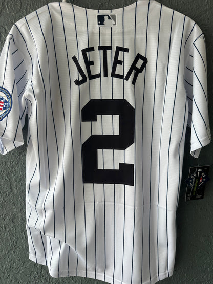New York Yankees Derek Jeter #2 White Player Version Baseball Jersey Men