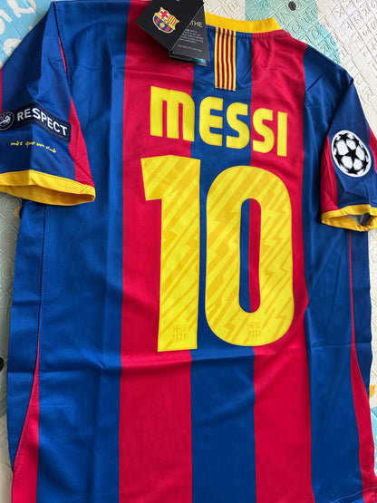 Barcelona 2011 Retro Soccer Jersey Messi #10 Final Champions Red Blue Shirt