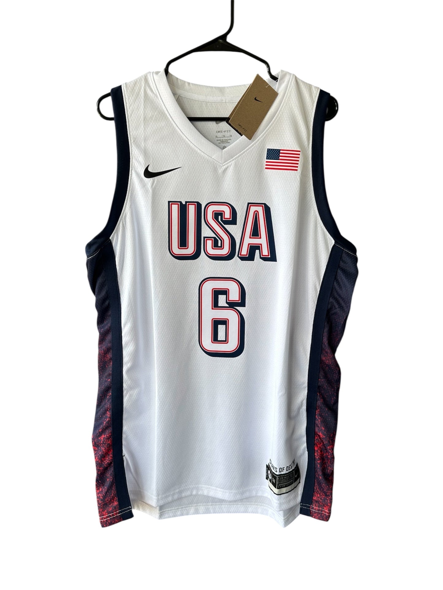 USA LeBron James #6 White Olympic Basketball Jersey Men