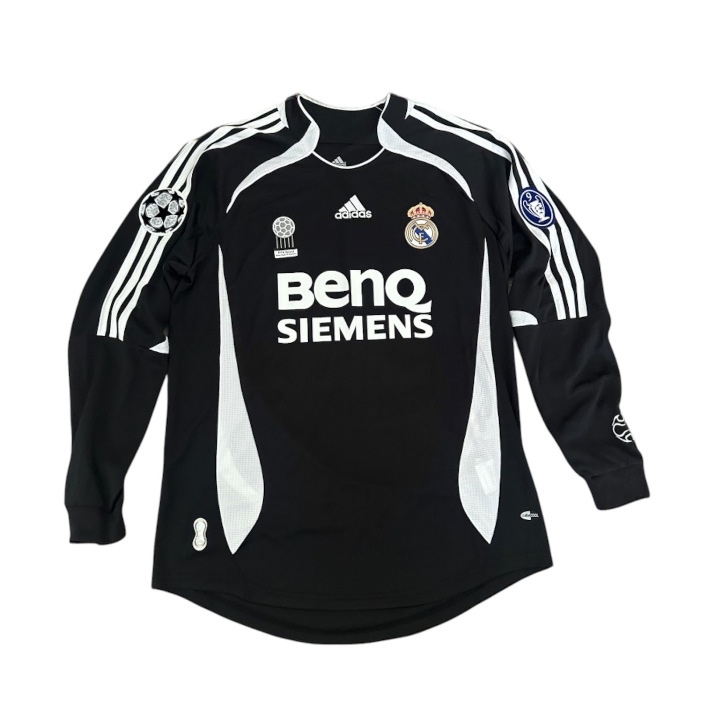Real Madrid David Beckham #23 Soccer Jersey Retro 06/07 UCL Black Long Sleeves