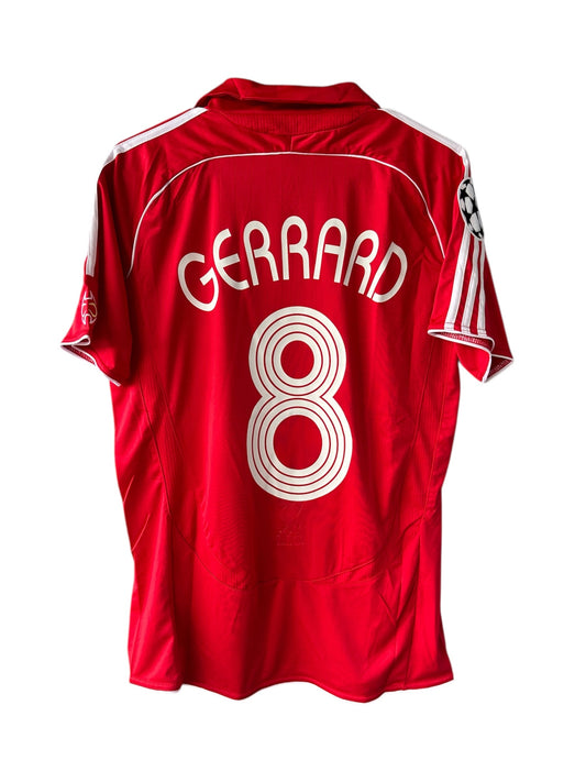 Liverpool 2007 UCL Final Retro Soccer Jersey – Steven Gerrard #8 – Home Red – Men’s