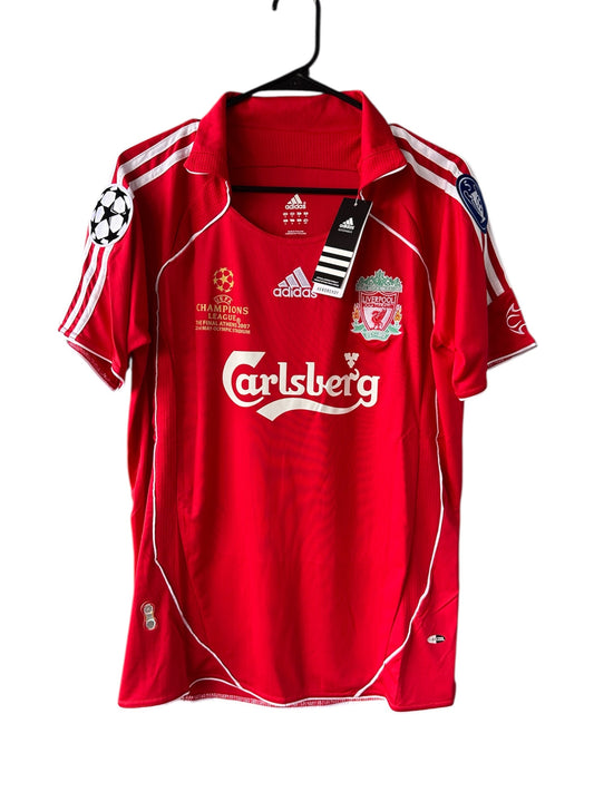 Liverpool 2007 UCL Final Retro Soccer Jersey – Steven Gerrard #8 – Home Red – Men’s