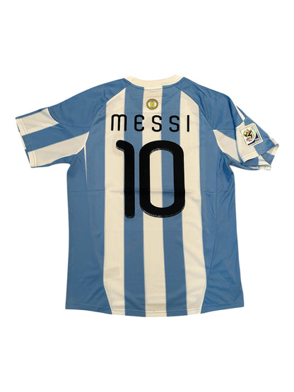Argentina Lionel Messi 2010 Home Blue White Soccer Jersey Men