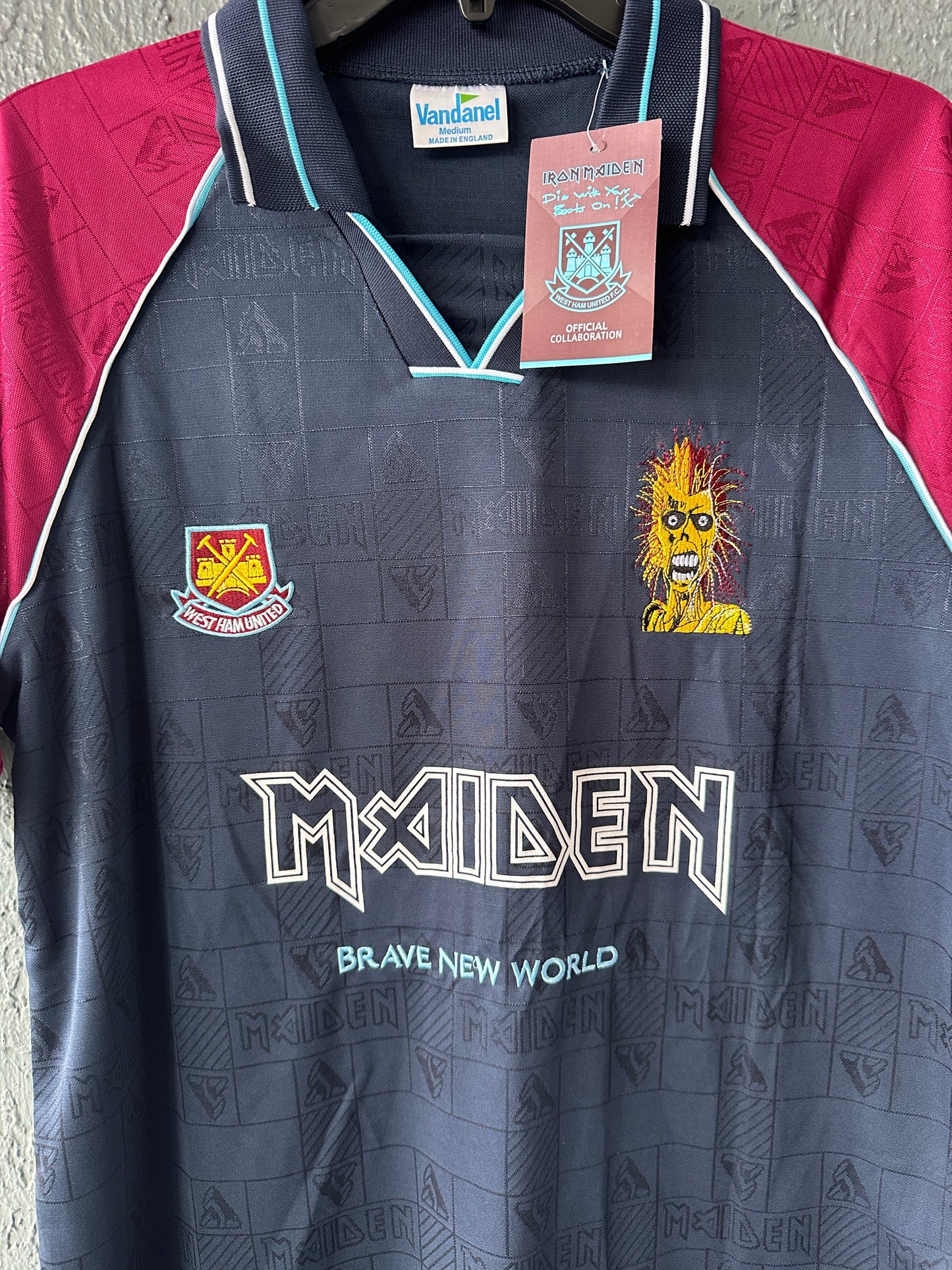 West Ham Retro Iron Maiden Jersey – Brave New World – Blue Red – Men’s