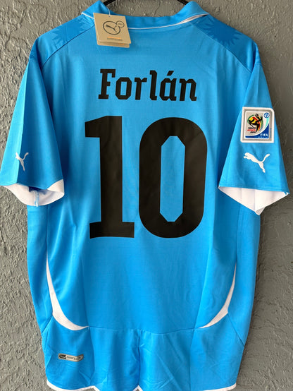 Uruguay Diego Forlan #10 2010 Home Blue Retro Soccer Jersey Men
