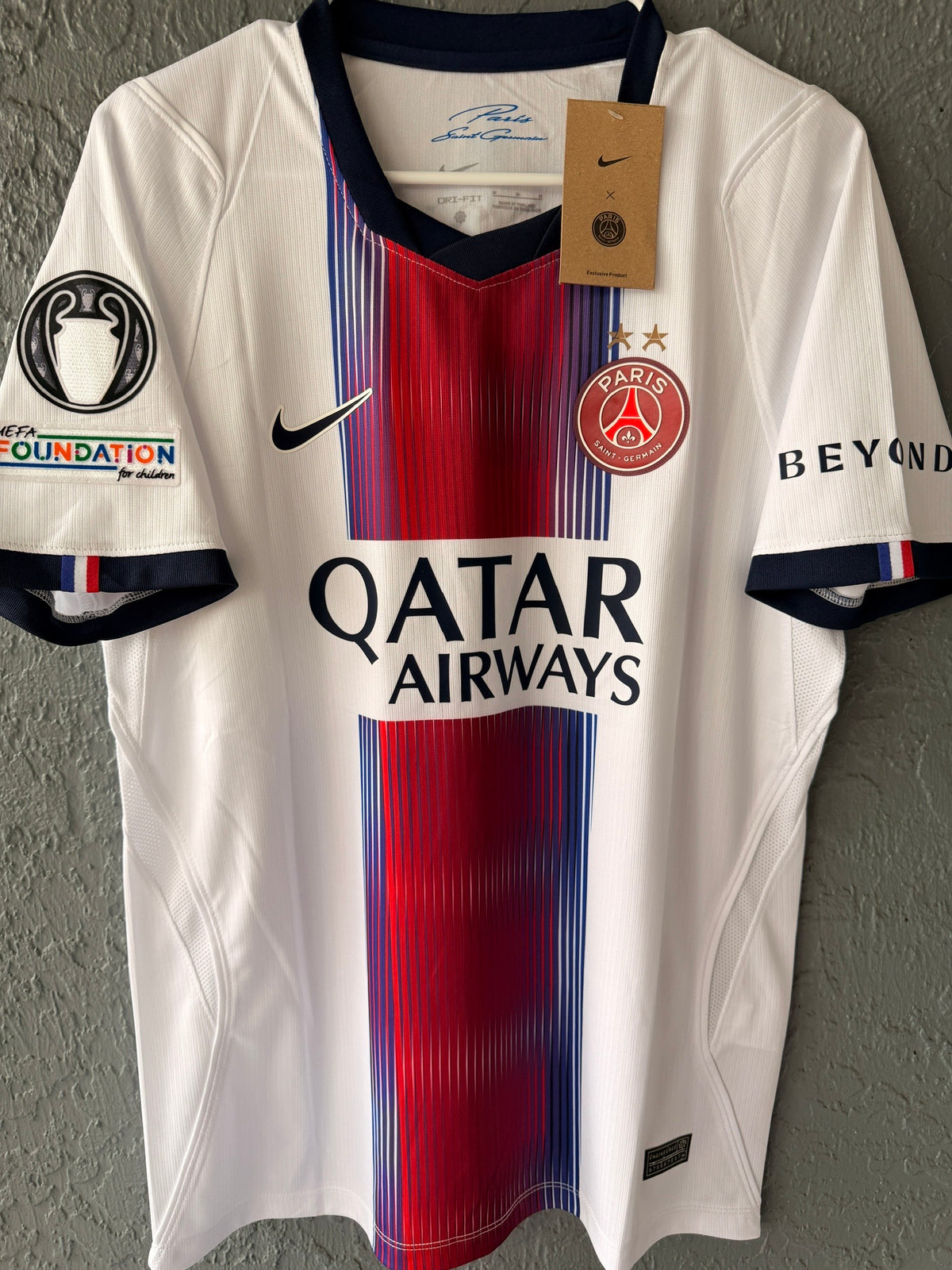 PSG Doue #14 2026/27 Away White Soccer Jersey Champions Men Size