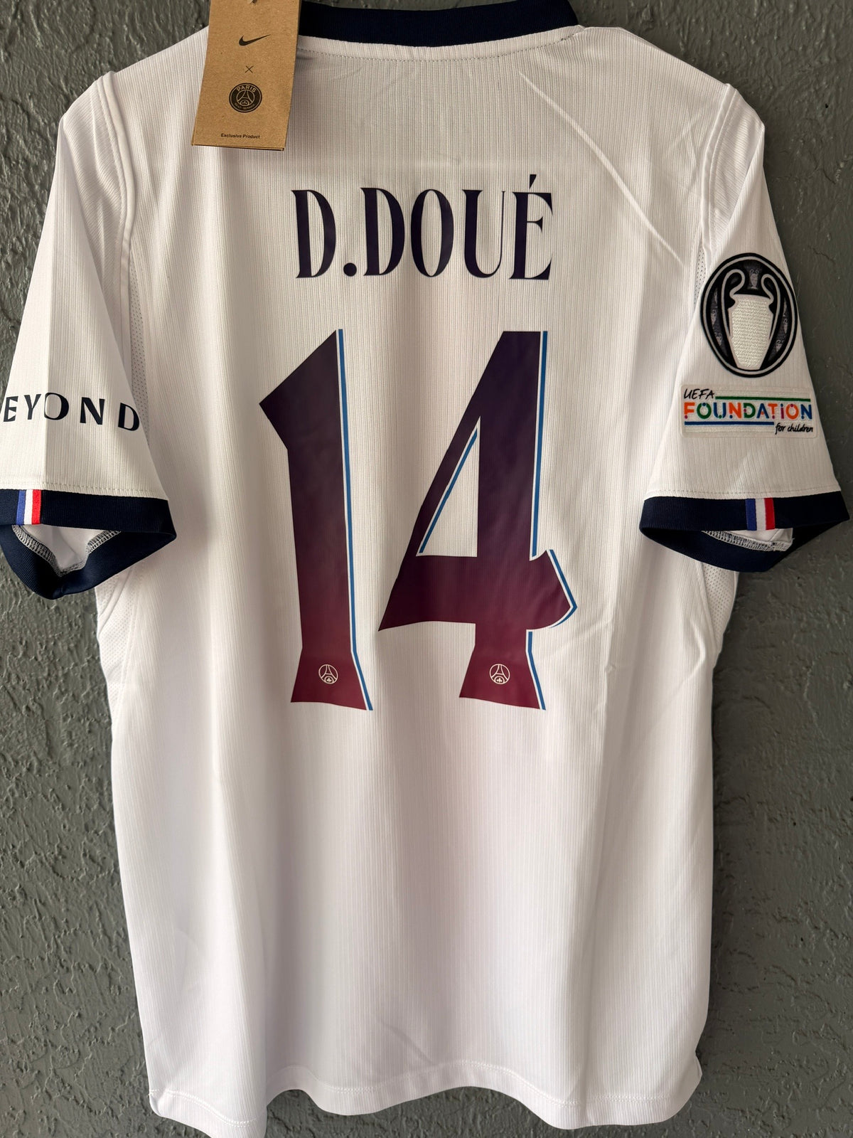 PSG Doue #14 2026/27 Away White Soccer Jersey Champions Men Size
