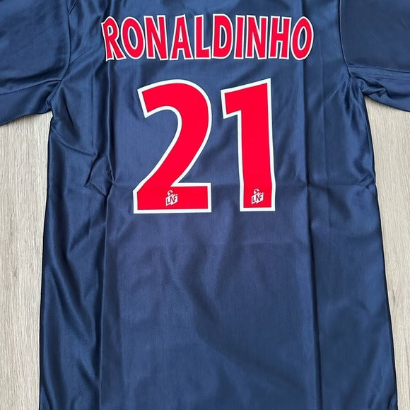 PSG Ronaldinho #21 2001/02 Home Blue Retro Soccer Jersey Men