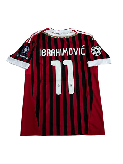 Milan Zlatan Ibrahimovic #11 2010/11 Home Red Black Retro Soccer Jersey Men