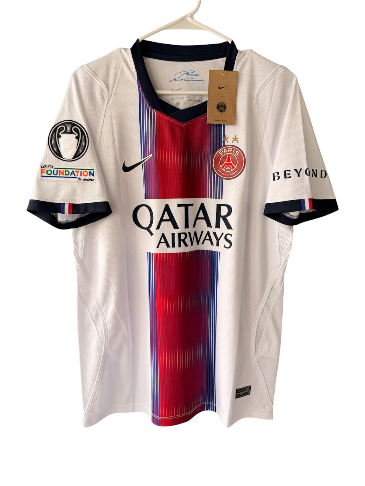 PSG Doue #14 2026/27 Away White Soccer Jersey Champions Men Size