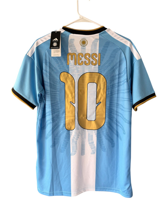 Argentina Lionel Messi #10 2026 Home Blue White Gold Special Edition Soccer Jersey Men