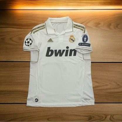 Real Madrid Cristiano Ronaldo #7 2011/12 Home White Gold Soccer Jersey Men