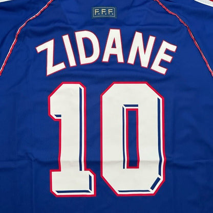 France Zinedine Zidane JoSoccer Jersey Retro Final 1998 #10 Blue Regular Men Size