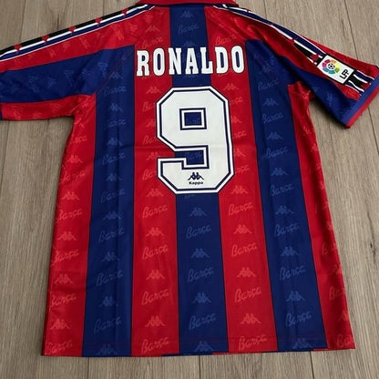 Barcelona Ronaldo Nazario #9 1996/97 Home Blue Red Retro Soccer Jersey Men
