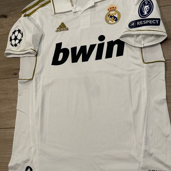 Real Madrid Cristiano Ronaldo #7 2011/12 Home White Gold Soccer Jersey Men
