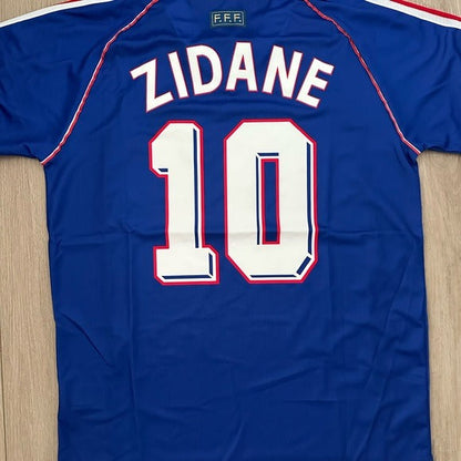 France Zinedine Zidane JoSoccer Jersey Retro Final 1998 #10 Blue Regular Men Size