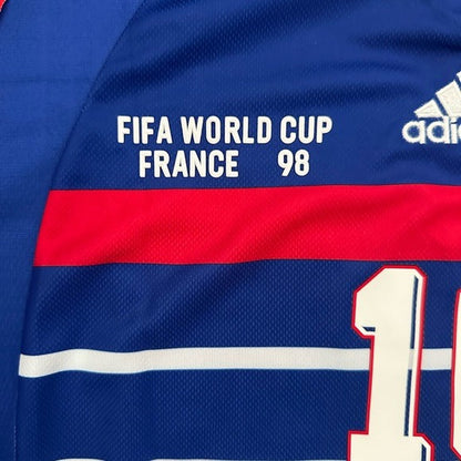 France Zinedine Zidane JoSoccer Jersey Retro Final 1998 #10 Blue Regular Men Size